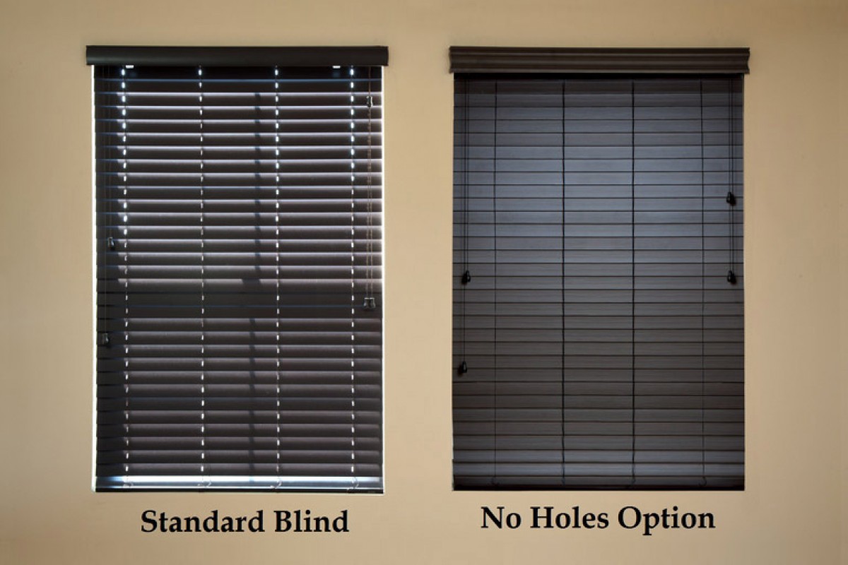 2 Premium Privacy No Holes Faux Wood Blinds From Direct Buy Blinds